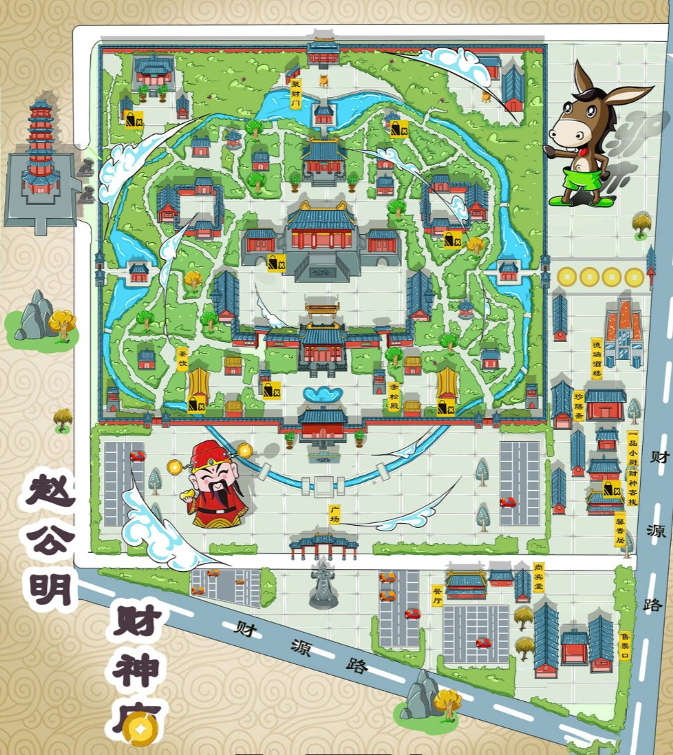 杜集寺庙类手绘地图